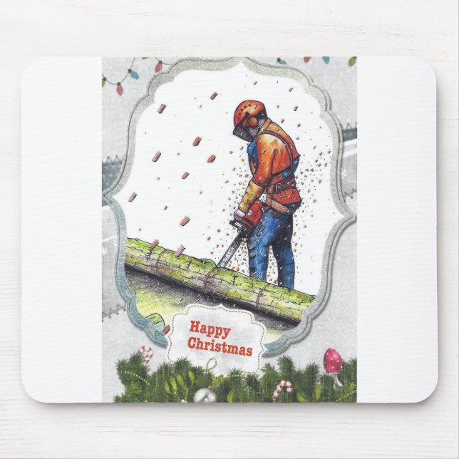 Arborist chainsaw tree surgeon Gift Christmas Mouse Mat (Front)
