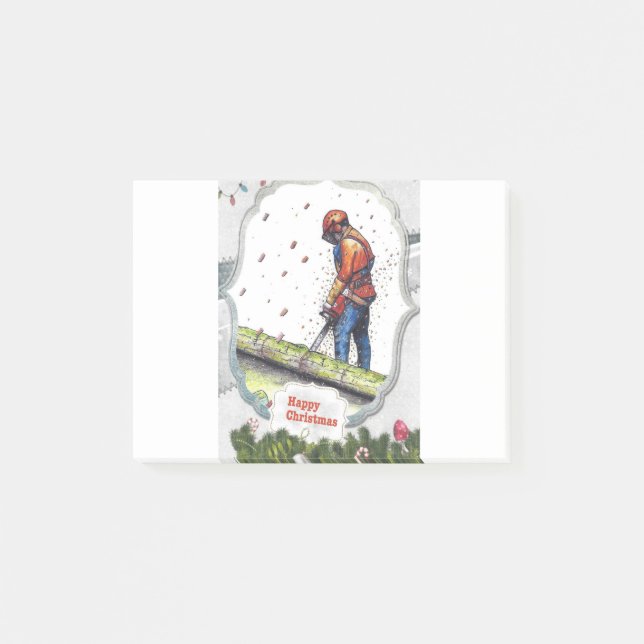 Arborist chainsaw tree surgeon Gift Christmas Post-it Notes (Front)