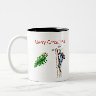 Arborist chainsaw tree surgeon Gift Christmas Two-Tone Coffee Mug