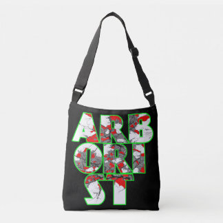 Arborist Cool green and red text design Crossbody Bag