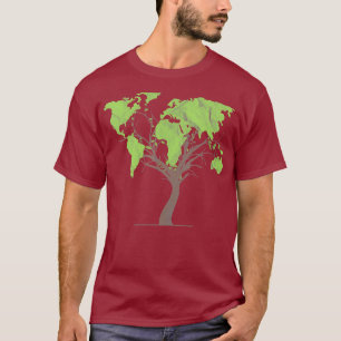 Arborist Gardener Tree World Map Gift Gardening T-Shirt