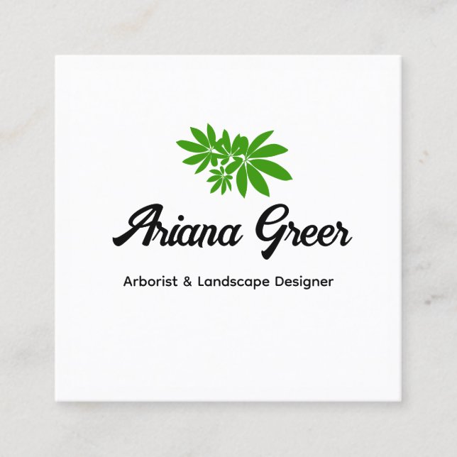 Arborist Green  Plants Leaves  Square Business Card (Front)