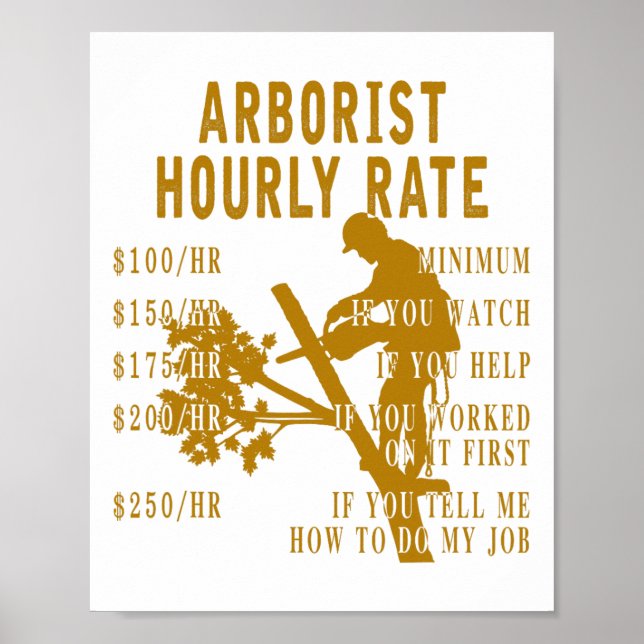Arborist Hourly Rate Funny Tree Climbing Logger Gi Poster (Front)