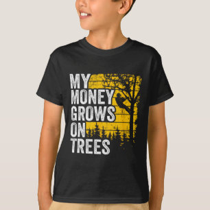 Arborist Jokes Mens Tree Climber My Money Grows On T-Shirt