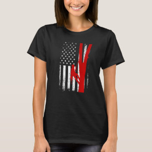 Arborist Patriotic American Flag Tree Climbing Log T-Shirt