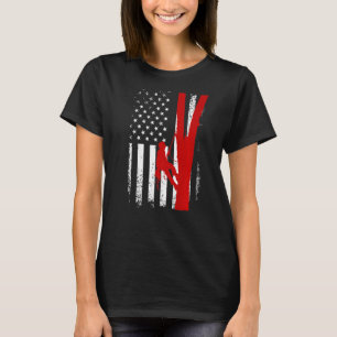 Arborist Patriotic American Flag Tree Climbing Log T-Shirt