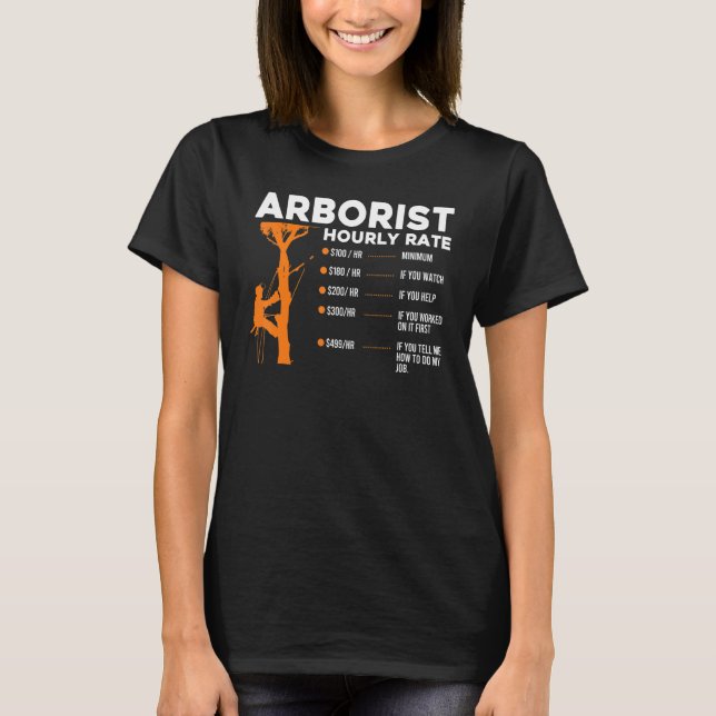 Arborist Time Price $100h  Minimum Lumberjack Clim T-Shirt (Front)