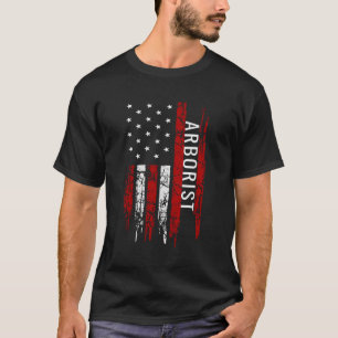 Arborist Tree Surgeon American Usa Flag Lumberjack T-Shirt