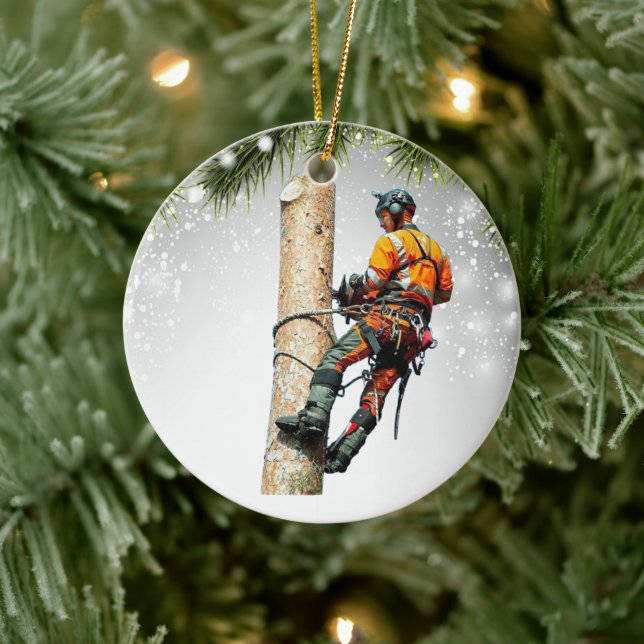 Arborist Tree Surgeon chainsaw cool  Ceramic Tree Decoration (Tree)