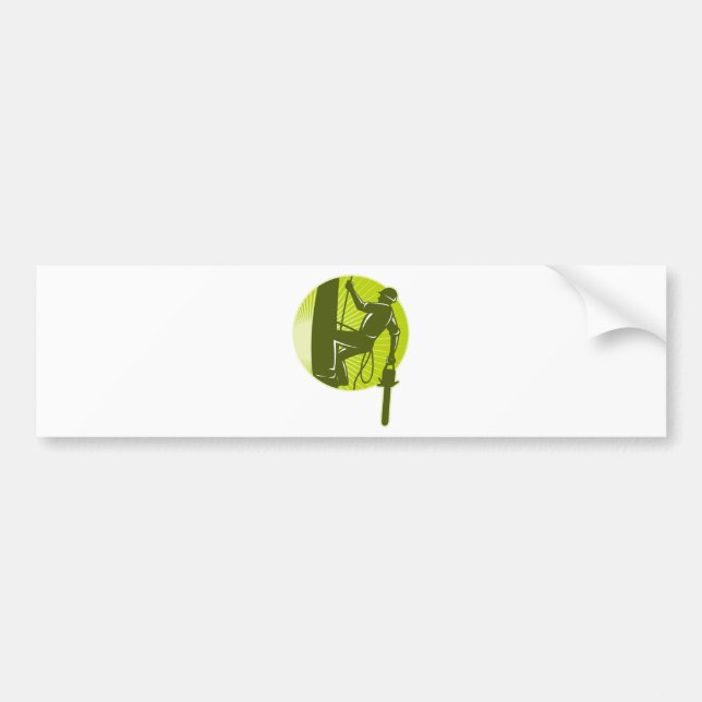 arborist tree surgeon chainsaw retro bumper sticker (Front)