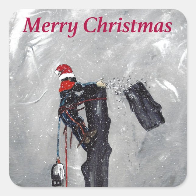 Arborist tree surgeon christmas card square sticker (Front)