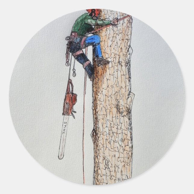 Arborist Tree Surgeon Classic Round Sticker (Front)