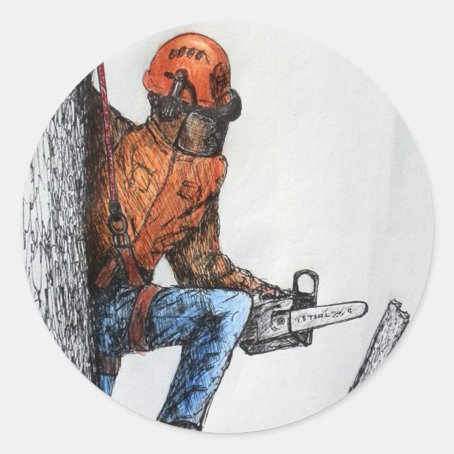 Arborist Tree Surgeon Classic Round Sticker (Front)