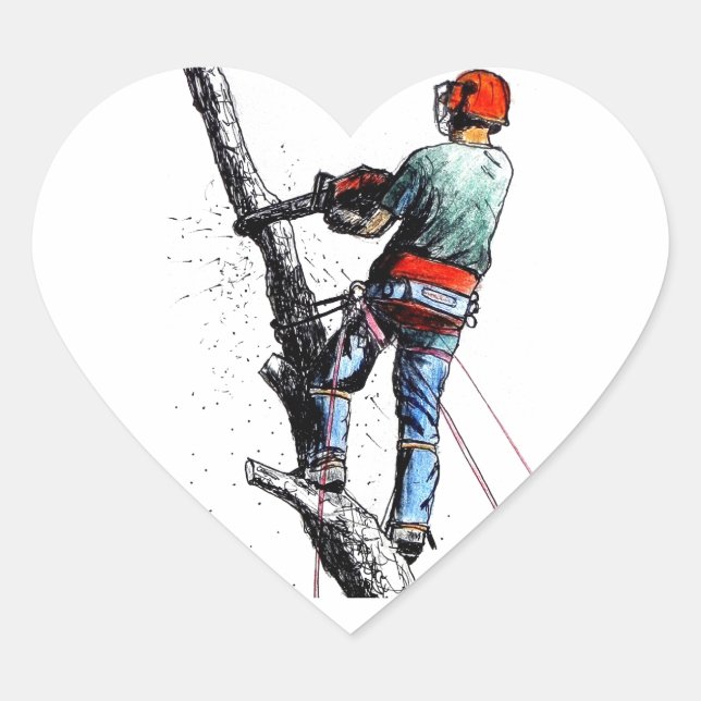 Arborist Tree Surgeon Heart Sticker (Front)