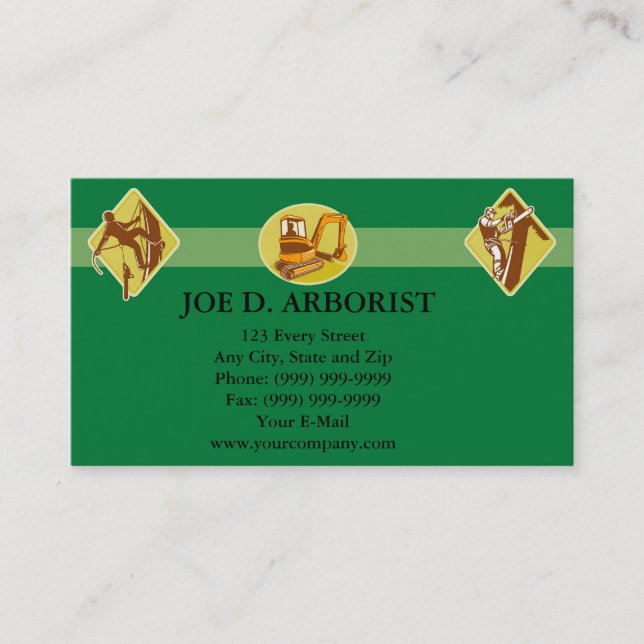 Arborist Tree Trimming Excavation Retro Business Card (Front)