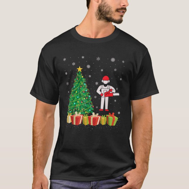 Arborist Xmas Tree Lighting Santa Hat Arborist Chr T-Shirt (Front)