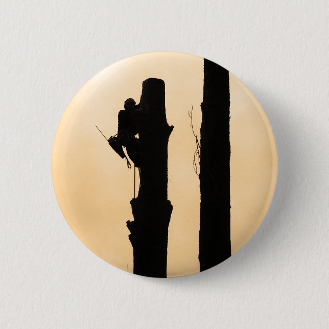 Arborists: Silhouette Climber Sunset Minimalist 6 Cm Round Badge (Front)