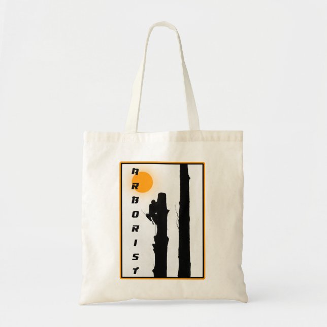 Arborists tote bag: Rising sun silhouette climber (Front)