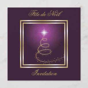 Arbre de Noël Abstrait pourpre invitation