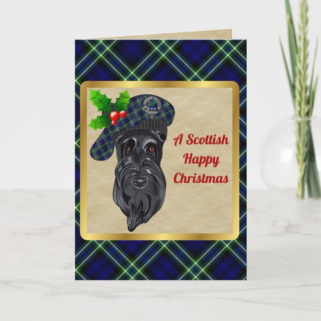 Arbuthnot Badge & Tartan Personalised Xmas Card (Front)