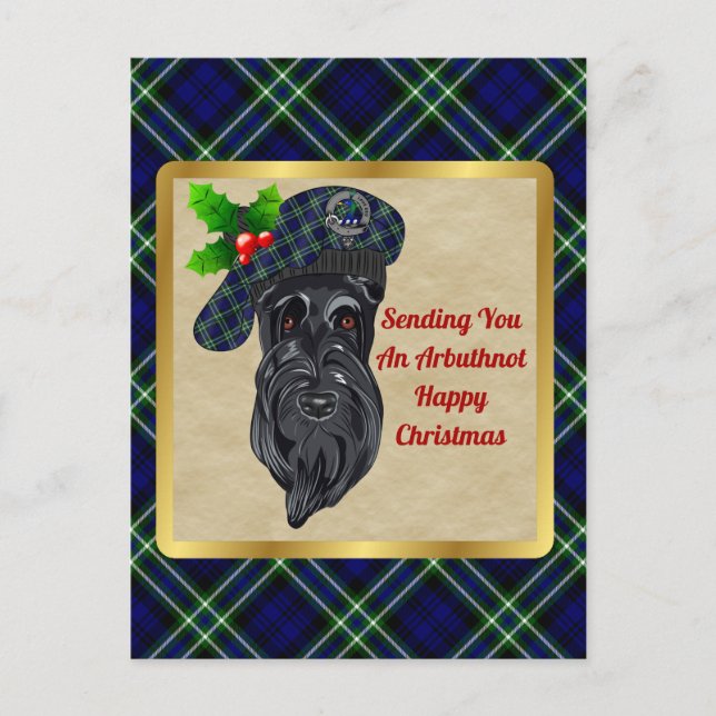 Arbuthnot Clan Badge & Tartan Christmas Postcard (Front)