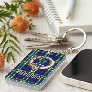 Arbuthnot Clan Badge/Tartan Rectangle Key Ring