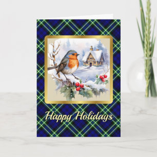 Arbuthnot Crest & Tartan w/Robin Personalised  Card