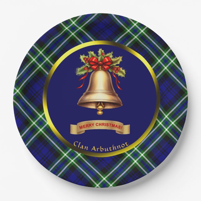 Arbuthnot Tartan Personalised Christmas Paper Plate (Front)