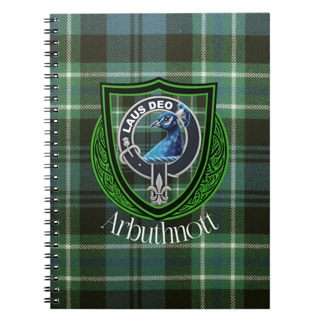 Arbuthnott Scottish Clan Tartan and Crest Notebook (Front)