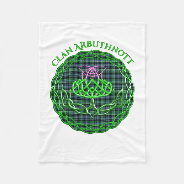 Arbuthnott Scottish Tartan Celtic Thistle Fleece Blanket (Front)