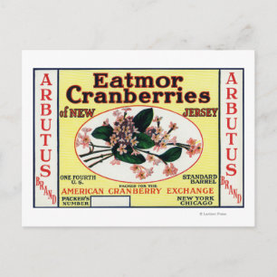 Arbutus Eatmor Cranberries Brand Postcard