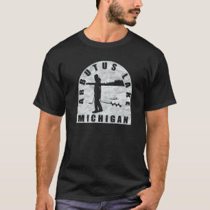 Arbutus Lake Ice Fishing Michigan T-Shirt