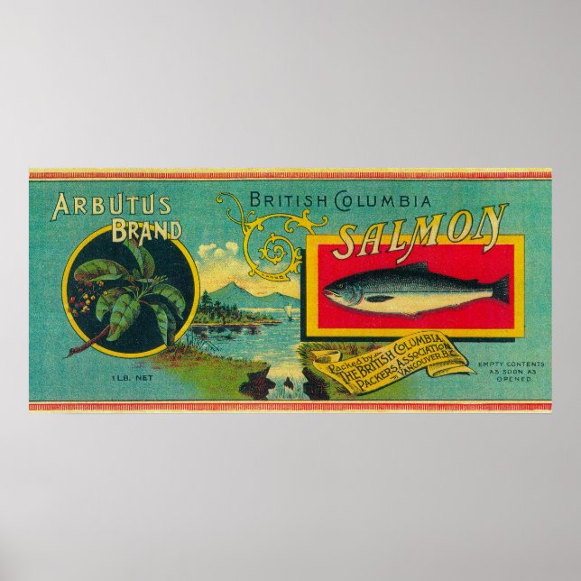 Arbutus Salmon Can LabelVancouver, BC Poster (Front)