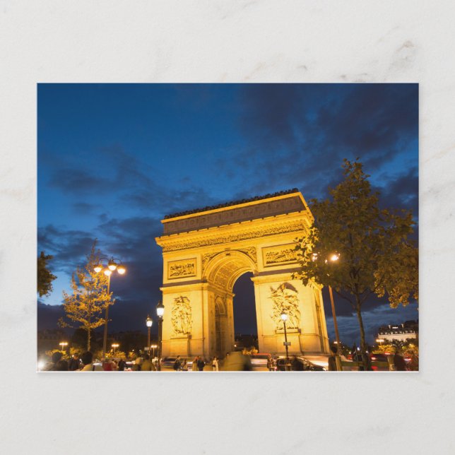 Arc de Triomphe at Dusk, Paris Postcard (Front)