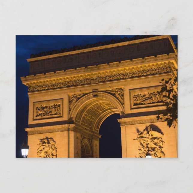 Arc de Triomphe at Night, Paris Postcard (Front)