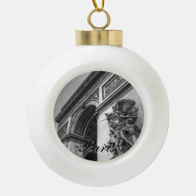 Arc de Triomphe Ceramic Ball Christmas Ornament (Front)