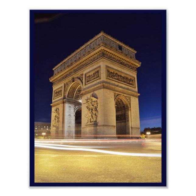Arc de Triomphe de l'Étoile in Paris night shot Photo Print (Front)