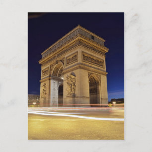 Arc de Triomphe de l'Étoile in Paris night shot Postcard