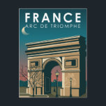 Arc de Triomphe France Retro Travel Art Vintage Postcard<br><div class="desc">Arc de Triomphe vector artwork. It is one of the most famous monuments in Paris,  France,  standing at the western end of the Champs-Élysées at the centre of Place Charles de Gaulle.</div>