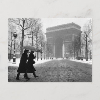Arc de Triomphe neige - 1940 - Robert Doisneau Postcard