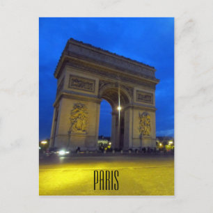arc de triomphe night postcard