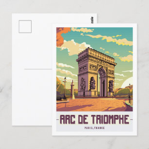 Arc de Triomphe Paris Travel Place Illustration Postcard