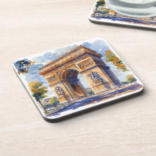 Arc de Triomphe Watercolor Travel Landmarks France Coaster