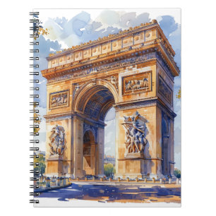 Arc de Triomphe Watercolor Travel Landmarks France Notebook