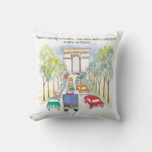 Arc deTriomphe Paris Whimsical Watercolor Sketch Cushion