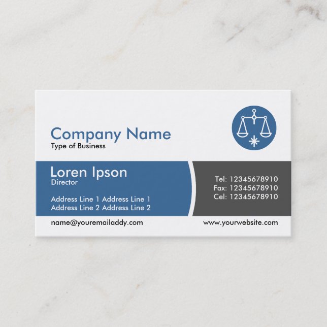 Arc Divided Band Blue and Dark Grey Business Card (Front)