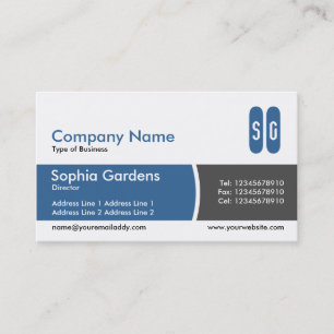 Arc Divided Band Blue and Dark Grey - Initials Business Card