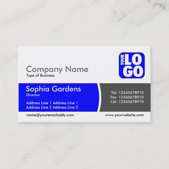Arc Divided Band - Blue - Logo Business Card (Front)