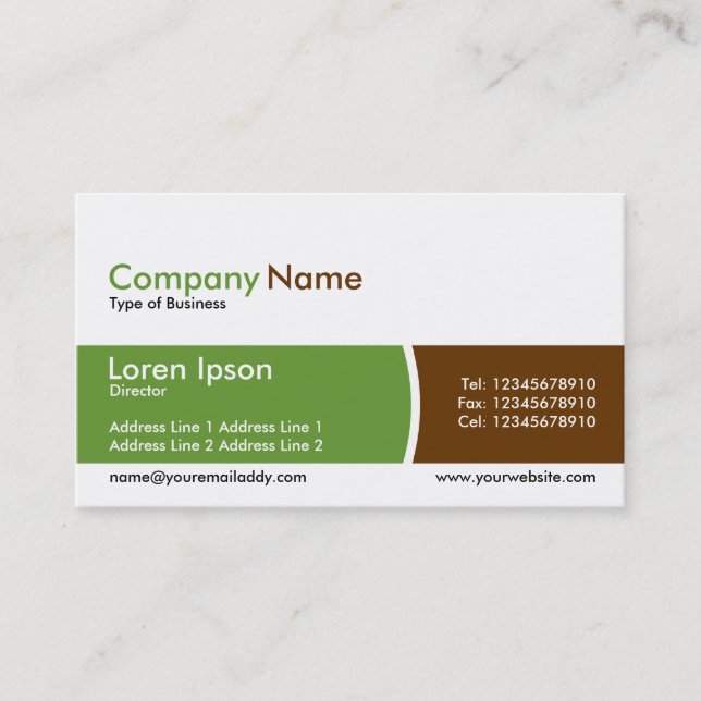 Arc Divided Band - Green and Brown Business Card (Front)