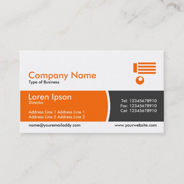 Arc Divided Band - Orange and Dark Grey Business Card (Front)